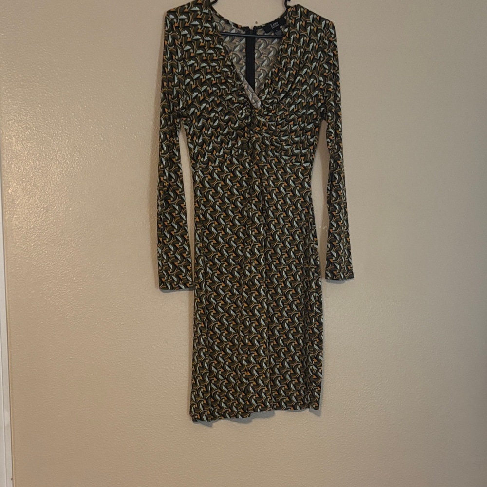 Love Geometric Long Sleeve Dress - Black and Gold